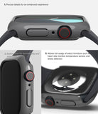 Apple Watch 11 / 10 (42mm) Case | Slim - Three views of a dark grey slim protective case on an Apple Watch showing buttons and sensors.
