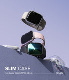 Apple Watch 11 / 10 (42mm) Case | Slim - Three Apple Watches with slim cases stacked on a textured purple surface.
