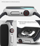 Apple Watch 11 / 10 (46mm) Case | Slim - Three views of a slim light gray protective case on an Apple Watch.