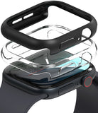 Apple Watch 11 / 10 (42mm) Case | Slim - Exploded view of a black Apple Watch with a clear and a matte black protective case.
