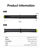 Apple Watch 42·41·40·38 mm | Sports Air Loop - Front and back views of a black nylon watch band with dimensions.
