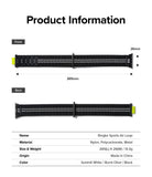 Apple Watch 49·46·45·44·42 mm | Sports Air Loop - Apple Watch Sports Air Loop - Front and back views of a black nylon watch band with dimensions and product specifications.