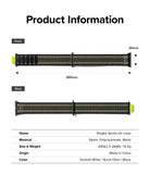 Apple Watch 49·46·45·44·42 mm | Sports Air Loop - Apple Watch Sports Air Loop - Front and back views of a striped olive and black nylon watch band with dimensions.