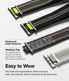 Apple Watch 49·46·45·44·42 mm | Sports Air Loop - Apple Watch Sports Air Loop - Close-up of woven watch bands with hook-and-loop fasteners and easy-grab webbing tags.