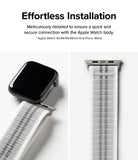 Apple Watch 49·46·45·44·42 mm | Sports Air Loop - White fabric watch band with metal connector attached to an Apple Watch.