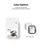 Apple Watch Series 6 / 5 / 4 / SE (40mm) Case | Slim (2 Pack) - Retail box with one clear and one matte black watch case.