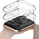 Apple Watch Series 6 / 5 / 4 / SE (40mm) Case | Slim (2 Pack) - Two clear protective cases stacked above a gold smartwatch.