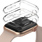 Apple Watch Series 6 / 5 / 4 / SE (40mm) Case | Slim (2 Pack) - Two clear protective cases stacked above a gold smartwatch.