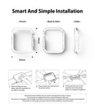 Apple Watch Series 6 / 5 / 4 / SE  (44mm) Case | Slim (2 Pack) - Apple Watch Series 6 / 5 / 4 / SE (44mm) Case | Slim (2 Pack) - Clear 44mm watch case views and installation steps.