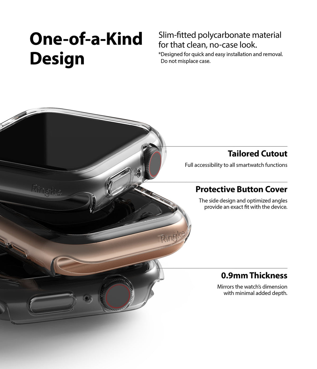 Apple Watch Series 6 / 5 / 4 / SE (40mm) Case | Slim (2 Pack) - Stacked clear and metallic protective watch cases.
