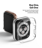 Apple Watch Series 6 / 5 / 4 / SE  (44mm) Case | Slim (2 Pack) - Apple Watch Series 6 / 5 / 4 / SE (44mm) Case | Slim (2 Pack) - Two clear protective cases floating near an Apple Watch.