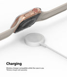 Apple Watch Series 6 / 5 / 4 / SE (40mm) Case | Slim (2 Pack) - Rose gold Apple Watch with clear case hovering over charger.