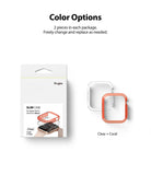 Apple Watch Series 6 / 5 / 4 / SE (40mm) Case | Slim (2 Pack) - Retail packaging and two slim watch cases in clear and coral.