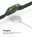 Apple Watch Series 6 / 5 / 4 / SE (40mm) Case | Slim (2 Pack) - Green protective case on Apple Watch hovering over charger.