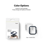Apple Watch Series 6 / 5 / 4 / SE  (44mm) Case | Slim (2 Pack) - Apple Watch Series 6 / 5 / 4 / SE (44mm) Case | Slim (2 Pack) - Retail packaging and two watch cases in clear and blue.