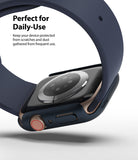 Apple Watch Series 6 / 5 / 4 / SE  (44mm) Case | Slim (2 Pack) - Apple Watch Series 6 / 5 / 4 / SE (44mm) Case | Slim (2 Pack) - Navy blue protective case on a gold Apple Watch.