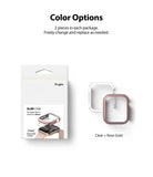 Apple Watch Series 6 / 5 / 4 / SE (40mm) Case | Slim (2 Pack) - Retail box and two slim watch cases in clear and rose gold.