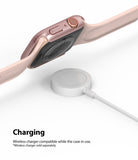 Apple Watch Series 6 / 5 / 4 / SE (40mm) Case | Slim (2 Pack) - Rose gold watch case hovering over a wireless charger.