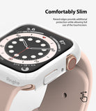 Apple Watch Series 6 / 5 / 4 / SE  (44mm) Case | Slim (2 Pack) - Apple Watch Series 6 / 5 / 4 / SE (44mm) Case | Slim (2 Pack) - Close-up of a white slim protective case on an Apple Watch.
