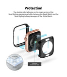 Apple Watch Series 6 / 5 / 4 / SE (44mm) | Full Frame - Exploded view of a protective watch bezel with adhesive layers.