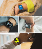 Apple Watch Series 6 / 5 / 4 / SE (44mm) | Full Frame - Four views of Apple Watches with metallic frame protectors.
