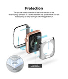 Apple Watch Series 6 / 5 / 4 / SE (44mm) | Full Frame - Exploded view of watch bezel protector with adhesive tape.