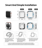Apple Watch Series 6 / 5 / 4 / SE (44mm) | Full Frame - Installation guide showing product views and three steps.