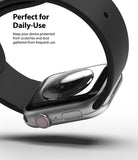 Apple Watch Series 6 / 5 / 4 / SE (40mm) | Premium Bezel Styling Silver + Black - Silver bezel on black Apple Watch.