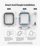 Apple Watch Series 6 / 5 / 4 / SE (40mm) | Premium Bezel Styling Silver + Black - Apple Watch Series 6 / 5 / 4 / SE (40mm) - Installation guide for a silver and black watch bezel with 3-step diagrams.