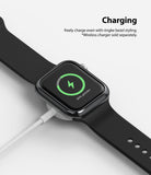 Apple Watch Series 6 / 5 / 4 / SE (44mm) | Bezel Styling - Apple Watch with bezel styling charging on a wireless dock.