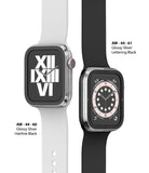 Apple Watch Series 6 / 5 / 4 / SE (44mm) | Bezel Styling - Two Apple Watches with silver bezels and different bands.