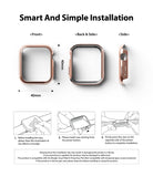 Apple Watch Series 6 / 5 / 4 / SE (40mm) Case | Slim (2 Pack) - Rose gold watch case views and installation guide.