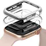 Apple Watch Series 6 / 5 / 4 / SE (40mm) Case | Slim (2 Pack) - Two transparent protective cases stacked above a gold watch.