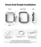 Apple Watch Series 6 / 5 / 4 / SE (40mm) Case | Slim (2 Pack) - Technical diagram showing 40mm case dimensions and installation steps.