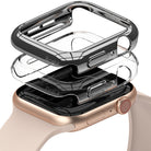 Apple Watch Series 6 / 5 / 4 / SE (40mm) Case | Slim (2 Pack) - Two transparent protective cases stacked above a gold watch.