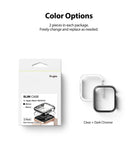 Apple Watch Series 6 / 5 / 4 / SE (40mm) Case | Slim (2 Pack) - Retail box and two slim watch cases in clear and dark chrome.