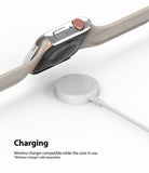 Apple Watch Series 6 / 5 / 4 / SE  (44mm) Case | Slim (2 Pack) - Apple Watch Series 6 / 5 / 4 / SE (44mm) Case - Clear protective case on an Apple Watch hovering over a wireless charger.