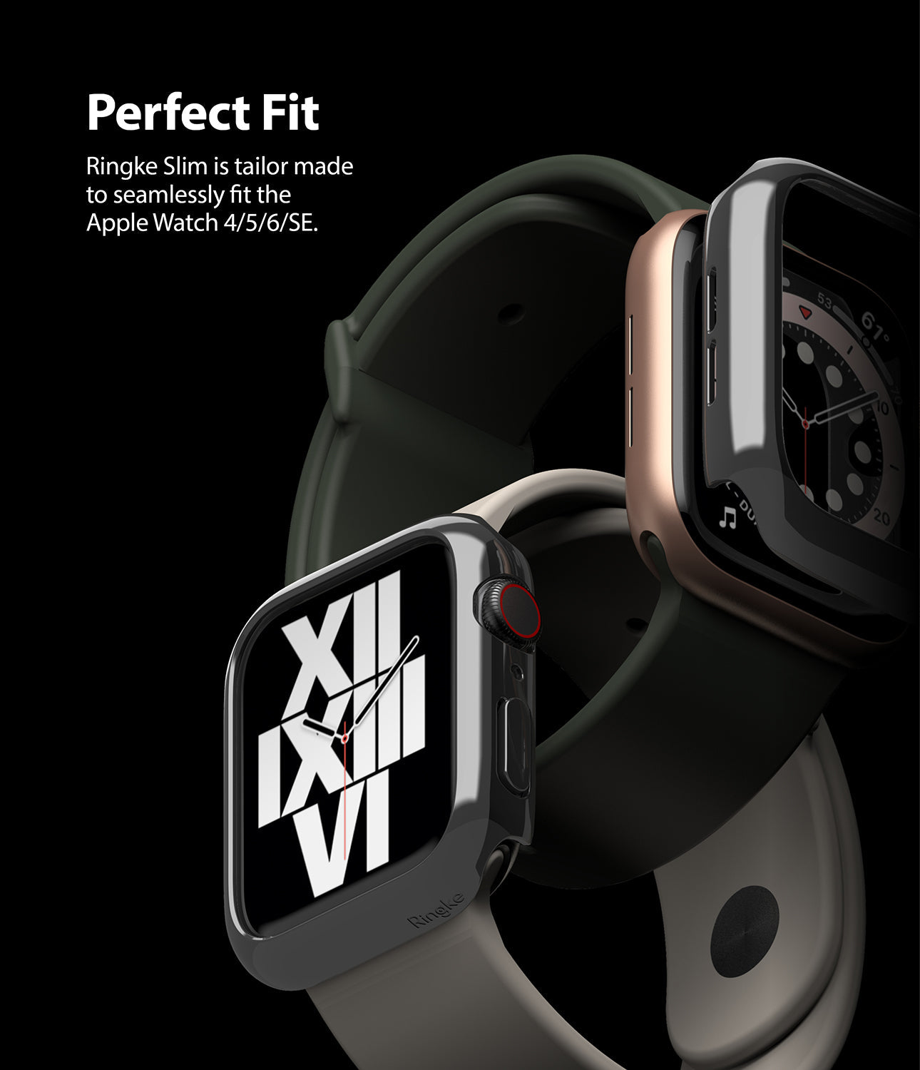 Apple Watch Series 6 / 5 / 4 / SE  (44mm) Case | Slim (2 Pack) - Apple Watch Series 6 / 5 / 4 / SE (44mm) Case | Slim (2 Pack) - Two Apple Watches with slim protective cases on black.