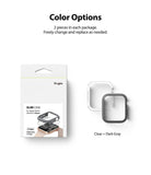 Apple Watch Series 6 / 5 / 4 / SE  (44mm) Case | Slim (2 Pack) - Apple Watch Series 6 / 5 / 4 / SE (44mm) Case | Slim (2 Pack) - Retail packaging next to clear and dark gray watch cases.