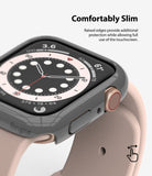 Apple Watch Series 6 / 5 / 4 / SE  (44mm) Case | Slim (2 Pack) - Apple Watch Series 6 / 5 / 4 / SE (44mm) Case | Slim (2 Pack) - Close-up of a slim gray protective case on an Apple Watch.