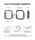 Apple Watch Series 6 / 5 / 4 / SE  (44mm) Case | Slim (2 Pack) - Apple Watch Series 6 / 5 / 4 / SE (44mm) Case - Diagrams showing 44mm dimensions and three-step installation instructions.