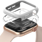 Apple Watch Series 6 / 5 / 4 / SE  (44mm) Case | Slim (2 Pack) - Apple Watch Series 6 / 5 / 4 / SE (44mm) Case - Two slim protective covers stacked above a gold Apple Watch.