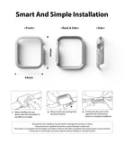 Apple Watch Series 6 / 5 / 4 / SE  (44mm) Case | Slim (2 Pack) - Apple Watch Series 6 / 5 / 4 / SE (44mm) Case | Slim (2 Pack) - Technical diagram showing 44mm case views and installation steps.