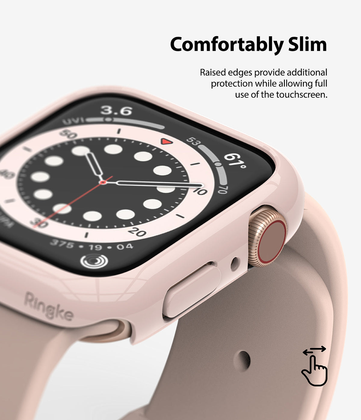 Apple Watch Series 6 / 5 / 4 / SE  (44mm) Case | Slim (2 Pack) - Apple Watch Series 6 / 5 / 4 / SE (44mm) Case | Slim (2 Pack) - Close-up of a slim, light pink protective watch case.