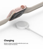 Apple Watch Series 6 / 5 / 4 / SE  (44mm) Case | Slim (2 Pack) - Apple Watch Series 6 / 5 / 4 / SE (44mm) Case | Slim (2 Pack) - Pink protective case on Apple Watch hovering over charger.
