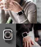 Apple Watch Series 6 / 5 / 4 / SE (40mm) Case | Slim (2 Pack) - White protective case on black Apple Watch worn on wrists.