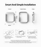 Apple Watch Series 6 / 5 / 4 / SE (40mm) Case | Slim (2 Pack) - Diagrams showing 40mm watch case dimensions and installation steps.