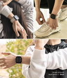Apple Watch Series (41mm / 40mm) Case | Air Sports - Three views of a person wearing a black protective watch case.