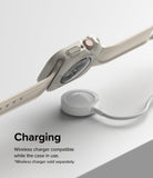 Apple Watch Series (41mm / 40mm) Case | Air Sports - Beige watch case on a wireless charger against a white background.