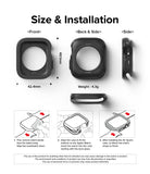 Apple Watch Series (45mm / 44mm) Case | Air Sports - Technical diagram showing dimensions, weight, and installation steps.